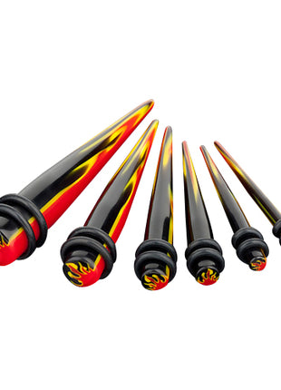 6er Set Dehnstäbe Expander Schwarz mit Flammen 3mm - 10mm