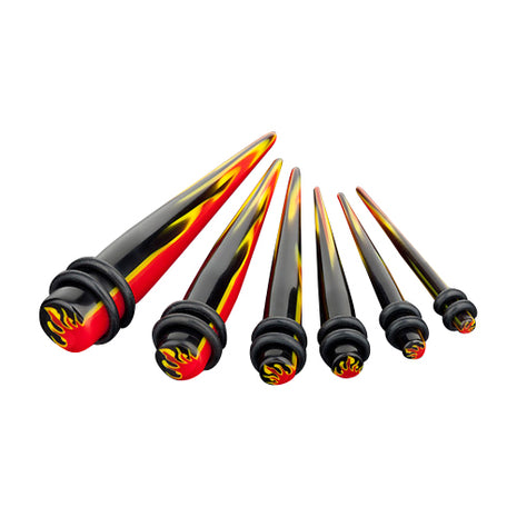 6er Set Dehnstäbe Expander Schwarz mit Flammen 3mm - 10mm