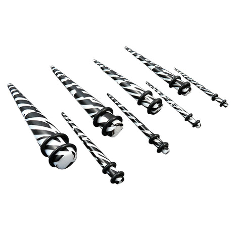 8er Set Dehnstäbe Expander Schwarz Zebra Weiß 2mm - 10mm