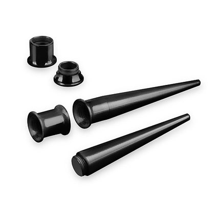 Dehnstab Expander & Flesh Tunnel 2 in 1 Set Schwarz