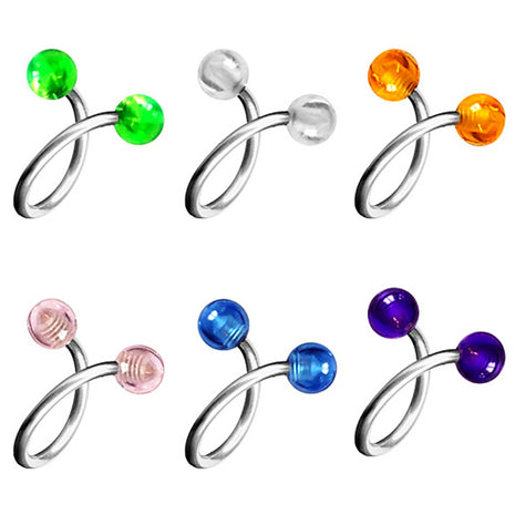 Lippenpiercing SET 6 Stück  Labret Twist Ohr Spirale Doppel UV Kugel