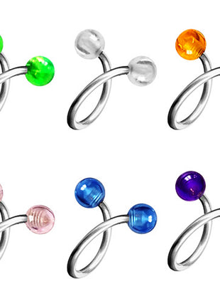 Lip Piercing SET 6 Pieces Labret Twist Ear Spiral Double UV Ball 