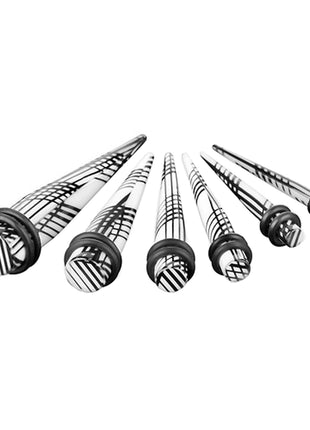 6er Set Dehnstäbe Expander Weiß Karo gestreift 3mm - 10mm