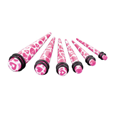 6er Set Dehnstäbe Expander Herzen Pink 3mm - 10mm