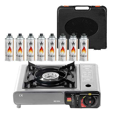 Gaskocher Campingkocher Koffer Butangas Tisch Gas Herd Notfallkocher Grau