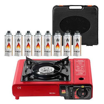 Gaskocher Campingkocher Koffer Butangas Tisch Gas Herd Notfallkocher Rot