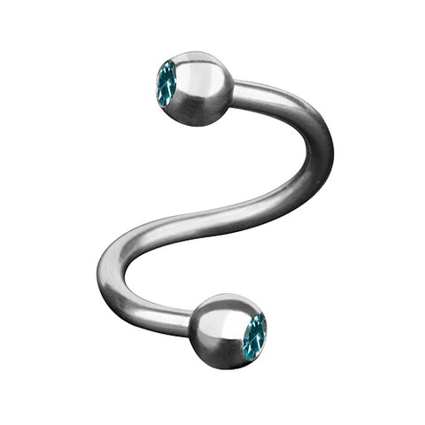 Lippenpiercing Edelstahl Spirale Doppel Kristall Kugel