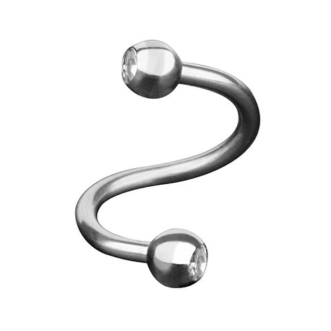 Lippenpiercing Edelstahl Spirale Doppel Kristall Kugel