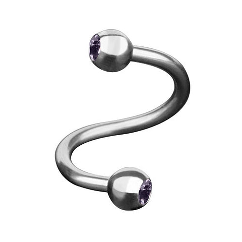 Lippenpiercing Edelstahl Spirale Doppel Kristall Kugel