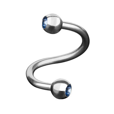 Lippenpiercing Edelstahl Spirale Doppel Kristall Kugel