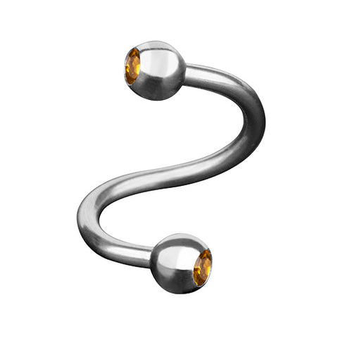 Lippenpiercing Edelstahl Spirale Doppel Kristall Kugel