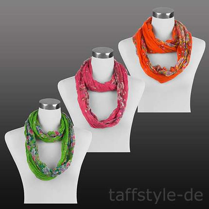 Rundschal Schlauchschal Sommer Blumen am Rand