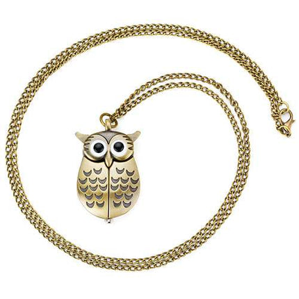 Eulen Uhr Vintage Quarzuhr Anhänger mit Halskette