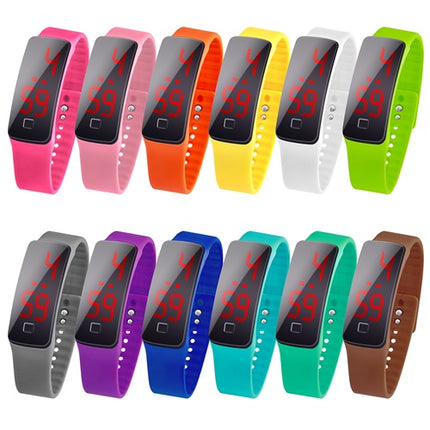 Digitale Armbanduhr LED Silikon Uhr Damenuhr Sportuhr Gummi Kinderuhr