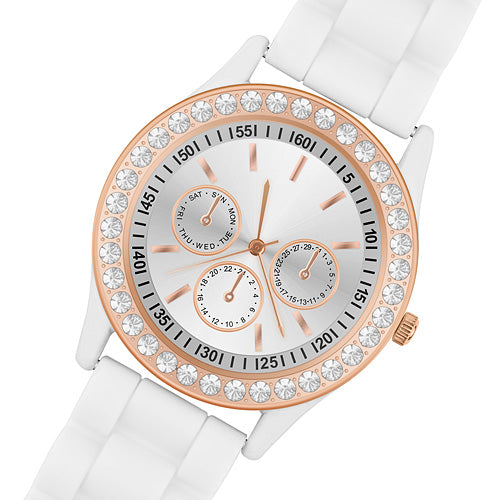 Damen Uhr Designer Silikon Arrmbanduhr mit Kristallen