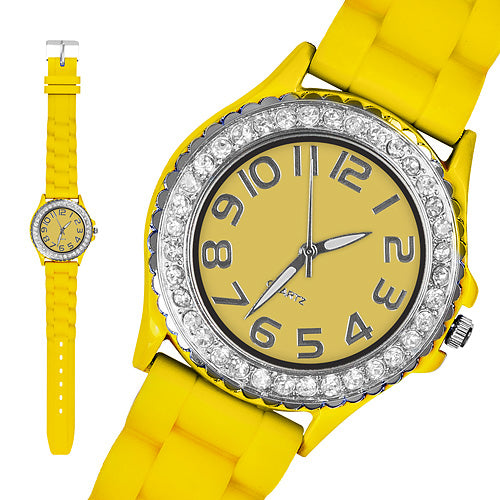 Damen Silikon Armbanduhr Kristall Uhr Bling Strass
