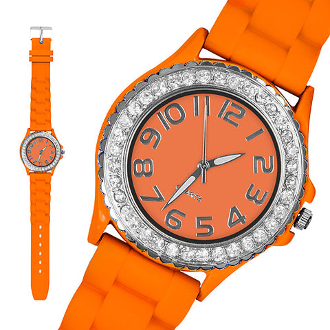 Damen Silikon Armbanduhr Kristall Uhr Bling Strass