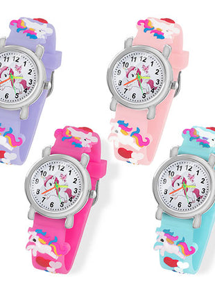 Einhorn Kinder Armbanduhr Gummi Silikon Uhr Bunte Mädchen Jungen Kinderuhr