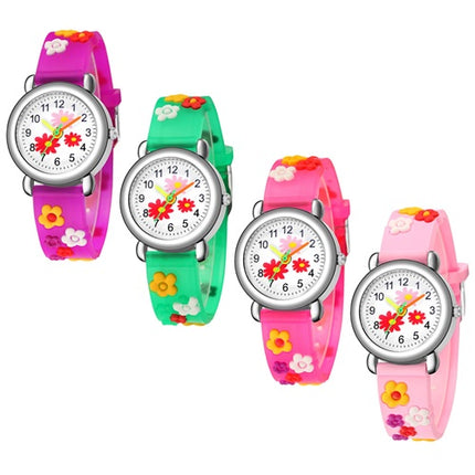 Kinder Armbanduhr Silikon Uhr Bunte Mädchen Kinderuhr mit Blumen