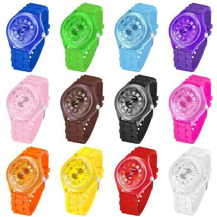 Damen Silikon Armbanduhr Bunte Silikon Uhr für Frauen modern und zeitlos