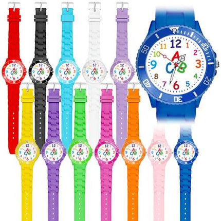Bunte Silikonuhr Kinder Armbanduhr Schüler Schulanfang Lernuhr Zahlen Uhr