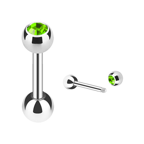 Tragus Piercing Silber Farben mit Kristall Kugel