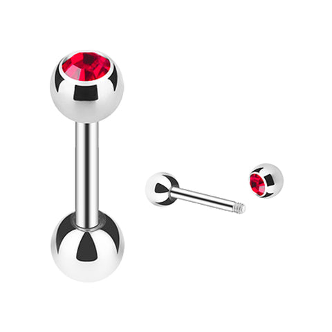 Tragus Piercing Silber Farben mit Kristall Kugel