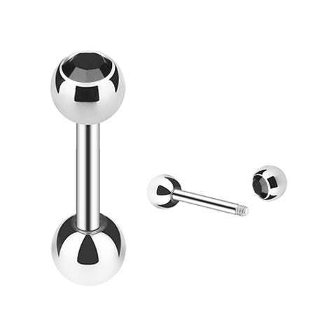Tragus Piercing Silber Farben mit Kristall Kugel