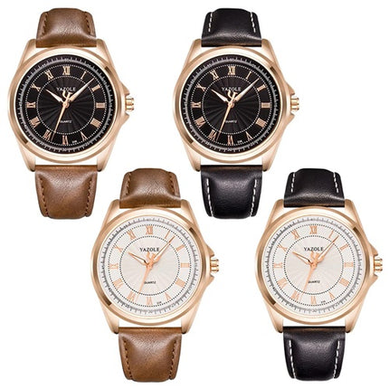 Herren Quarzuhr mit Lederarmband und römischen Ziffern Business Uhr elegant