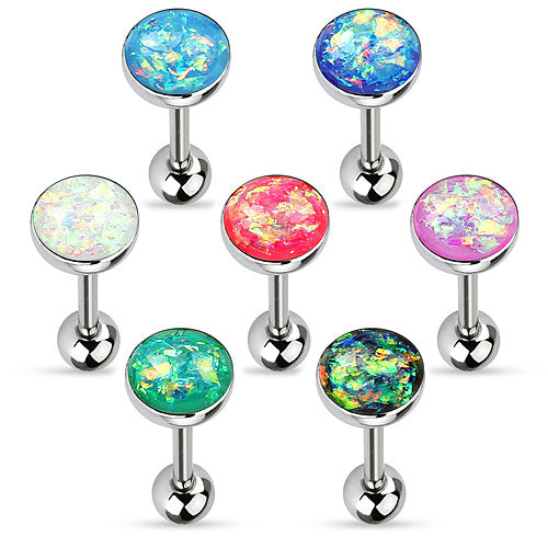 Zungenpiercing Barbell Schmuck Multi Opal Kristall Glitter