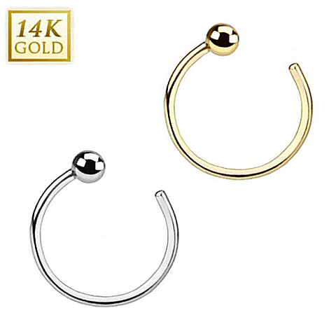 Echt Gold 14 Karat Nasenpiercing Hoop Ring