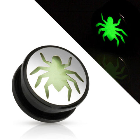 Flesh Ohr Motiv Plug Spinne Spider Glow in the Dark