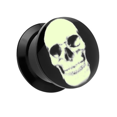 Flesh Tunnel Logo Plug Glow in the Dark Totenkopf