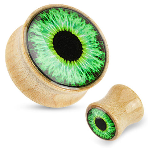 Flesh Ahorn Holz Ohr Plug grünes Auge