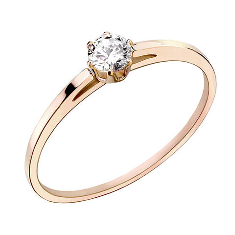 Damen Designer Ring Verlobungsring Solitärring Rosegold vergoldet mit Kristall