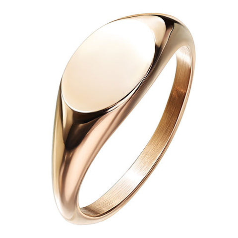 Damen Ring Siegelring oval Rosegold Edelstahl modern zeitlos stylisch
