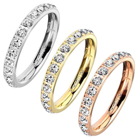 Titan Damen Ring Designer Verlobungsring Ehe Fingerring mit kleinen Kristallen Ewigkeitsring