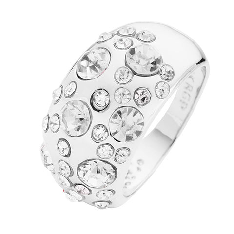 Damen Designer Schmuck Ring Silber IP mit vielen Kristallen Clear