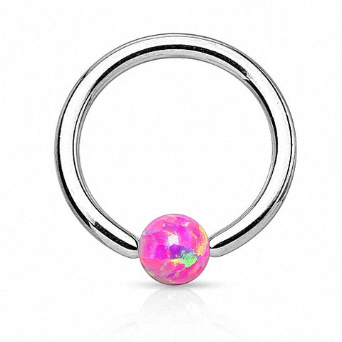 Piercing Ring mit Opal Klemm Kugel Pink