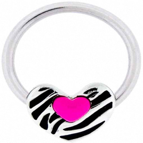Brust Intimpiercing Klemm Ring mit Herz Pink
