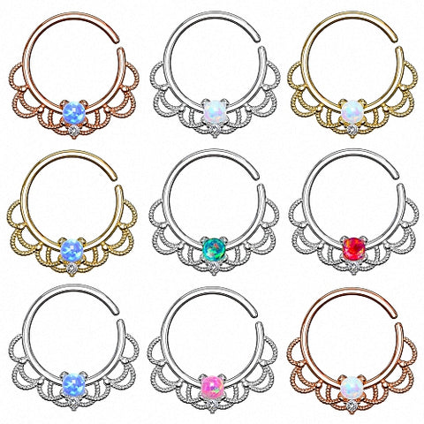 Septum Piercing Continuous Universal Ring Tribal mit Opal