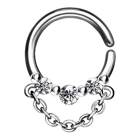 Septum Piercing Continuous Ohr Knorpel Ring Kristalle mit Kette