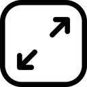 Symbol mit zwei diagonal nach außen zeigenden Pfeilen.